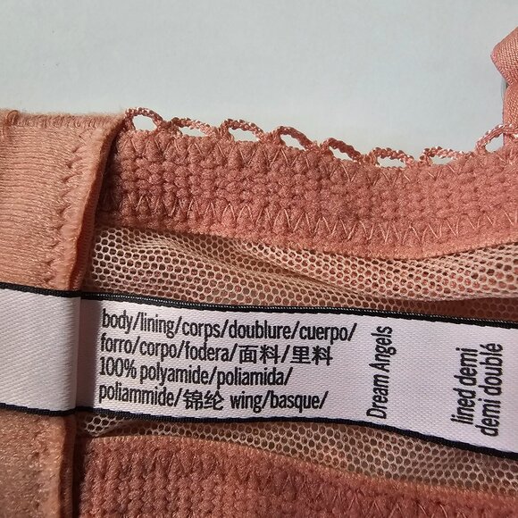 Victoria's Secret Dream Angels Demi Bra Peach Lace Glitter Fairy 34DDD - Picture 9 of 12